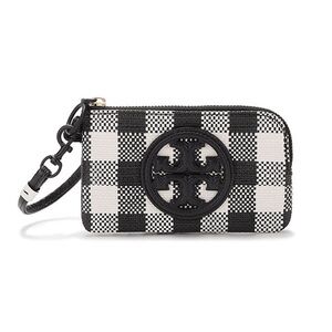 Tory Burch Perry Bombe Gingham Wristlet in Black/New Ivory Gingham